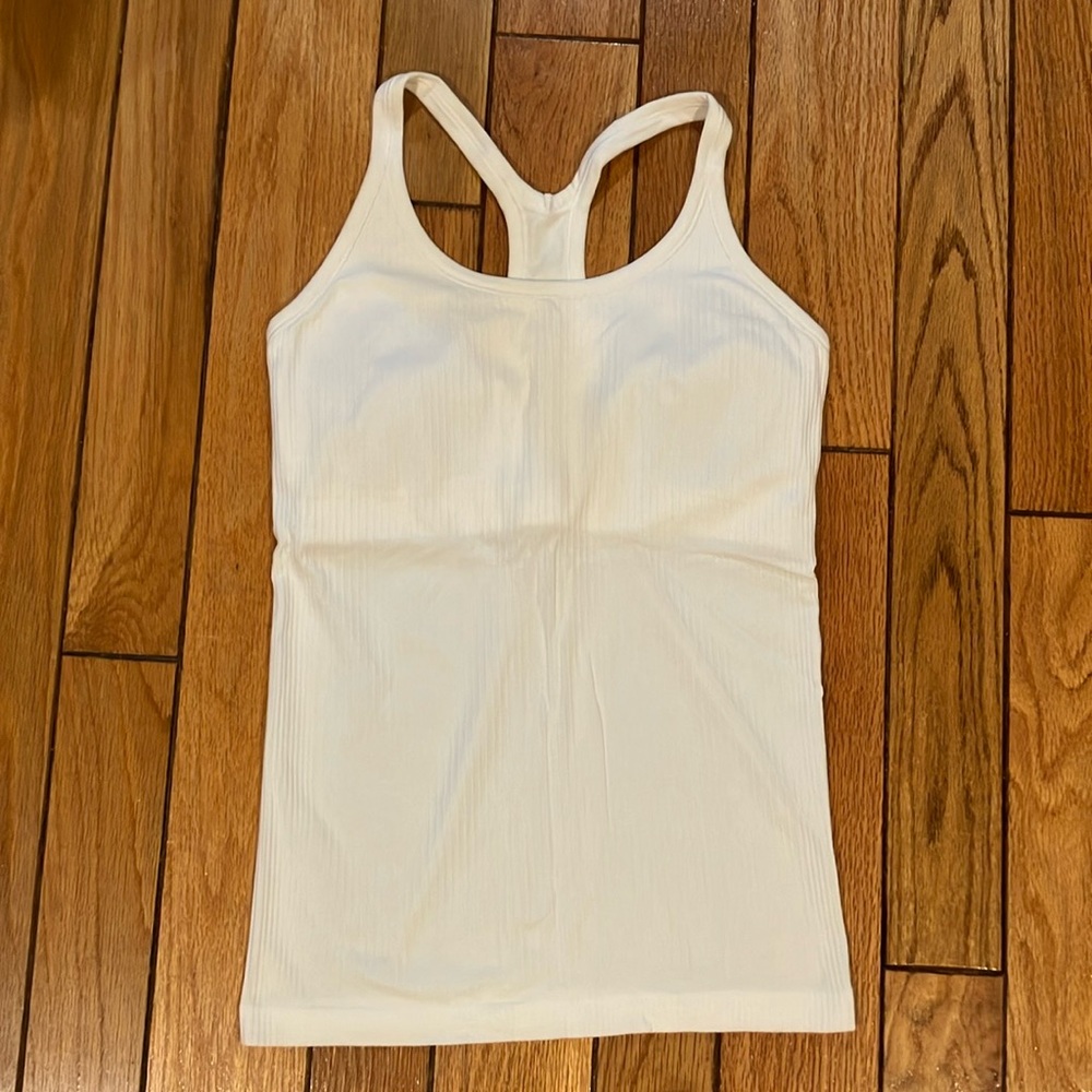 Lululemon racer back white tank top size 8